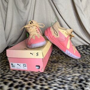Puma Pink, Cream & Green Low-Top Sneakers